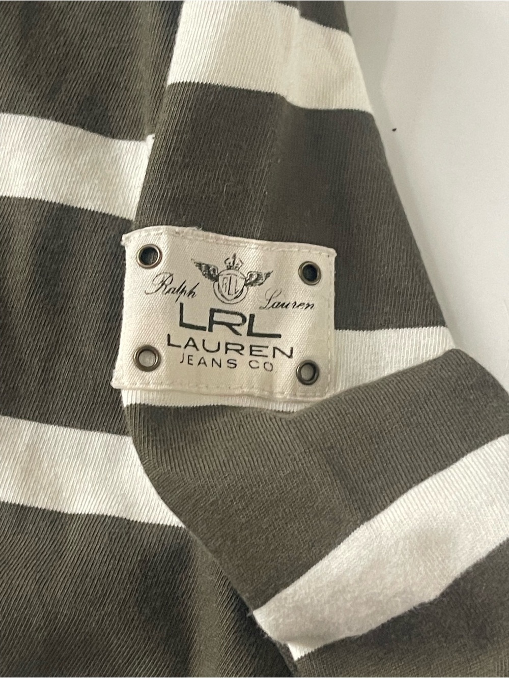 Ralph Lauren Olive Green and White Striped boar dress - Picture 4 of 7